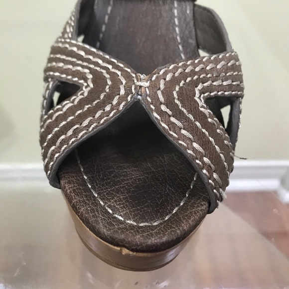 MIU MIU Strappy Leather Platform Wedge Heel Sandals Stitch Wood Ankle Strap Shoe - Picture 16 of 16